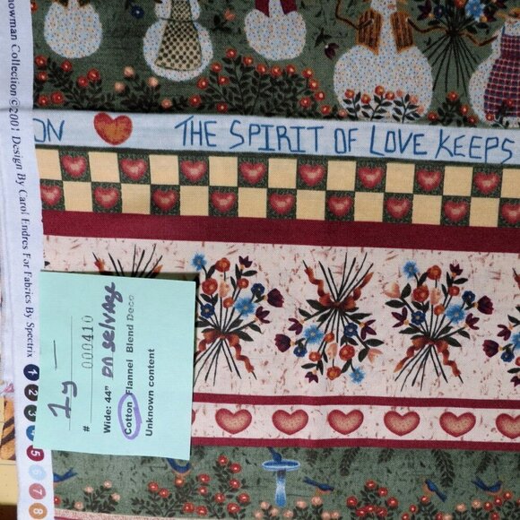 Cotton Quilt Fabric By the Yard Snowman Craft Material Christmas stripe #410 - Picture 2 of 3